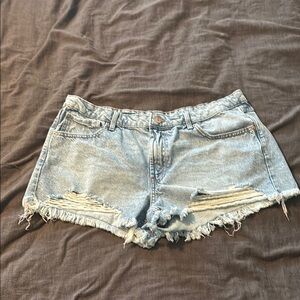 Wild Fable Blue Distressed Jean Shorts Raw Hem